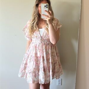 Pink Floral Mini Dress